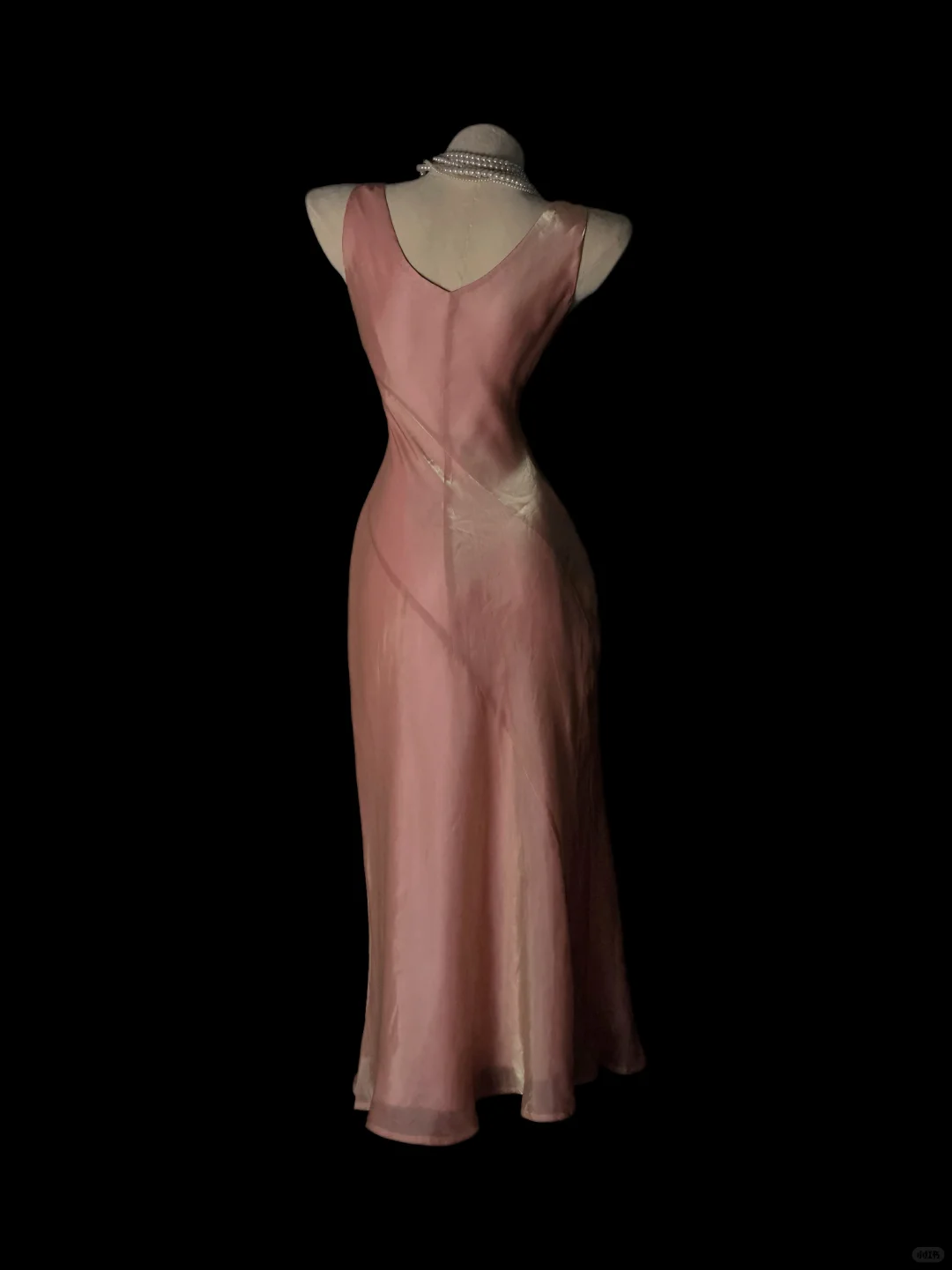 Dusty Pink Vintage Slip Evening Gown, U‑Neck Spaghetti Straps, Bias Cut Seam Detail, Slim Column Midi Dress, Shimmer Iridescent Fabric, Formal Prom Party Dress gh8895