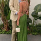 Green Simple Elegant Backless Lace Up Long Satin Prom Dress Evening Dress Party Dress Wedding Guest Dress gh3587