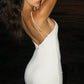 Robe de soirée sirène longue en satin blanc à bretelles croisées élégante et simple gh3169