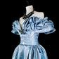 girlhomeshops - Elegantes langes, formelles Ballkleid aus Satin in Blau gh6136