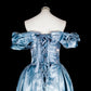 girlhomeshops - Elegantes langes, formelles Ballkleid aus Satin in Blau gh6136