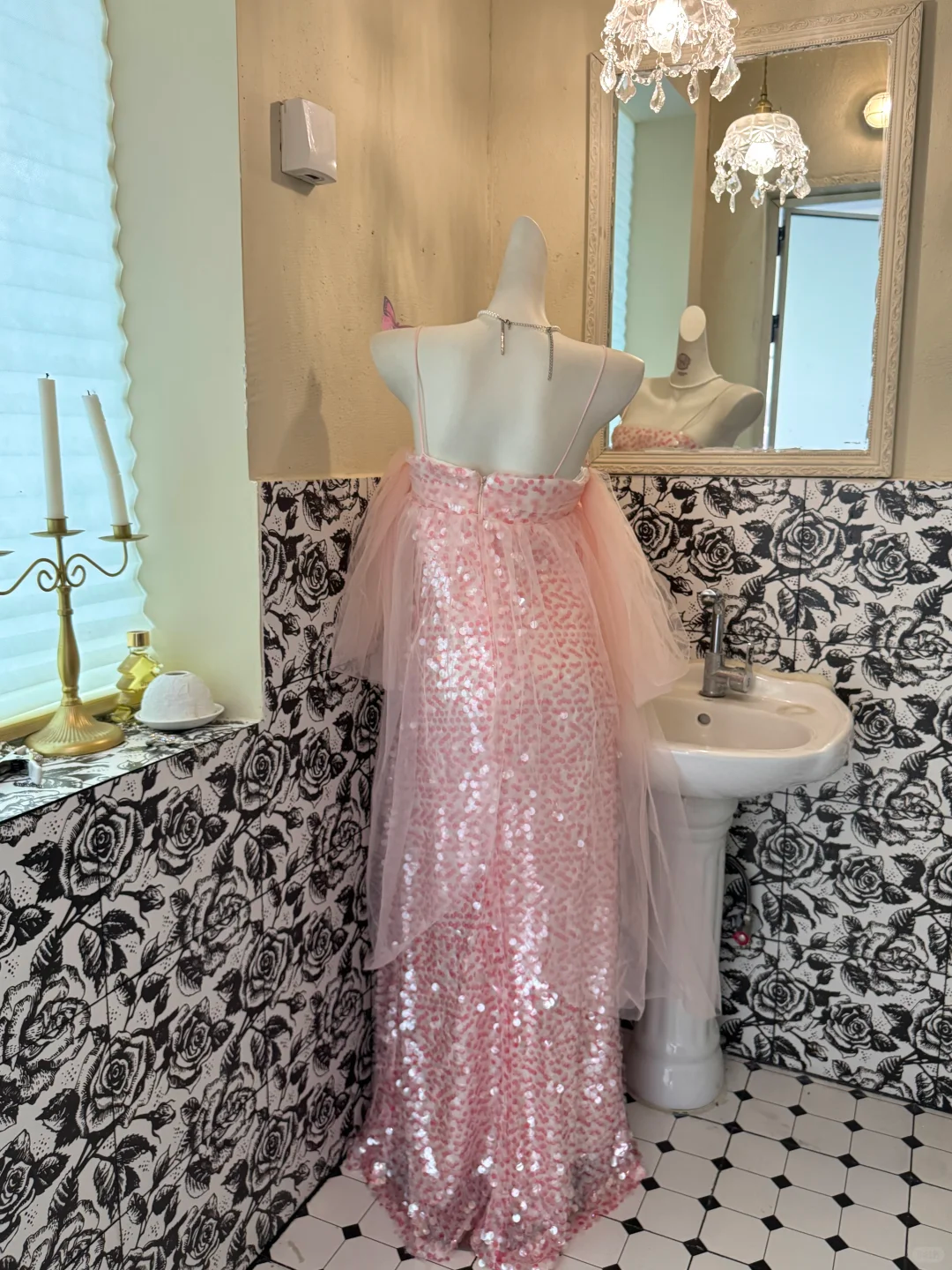 Light Pink Spaghetti Strap Sequin Straight Fit Long Vintage Romantic Dress, Wedding Gown gh7537