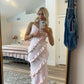 Pink fashion spaghetti strap long chiffon ruffled ball gown, evening dress, party dress gh3518