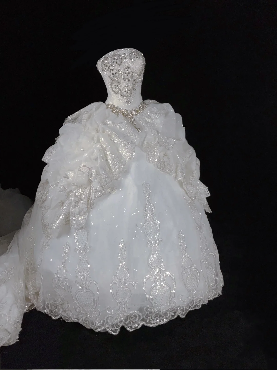 White Strapless Waist-cinched A-line Floor-length Formal Gown, Wedding Dress, Birthday & Prom Dress gh7179