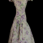 Elegant Vintage Purple Print Square Neck Fitted Waist Prom & Evening Party Dress gh8499