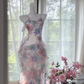 ✨Girlhomeshops-Watercolor Floral Spaghetti Strap Mermaid Prom Dress, Irregular Ruffle Chiffon Evening Gown gh10211