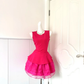 Women Fuchsia Homecoming Dress, Sleeveless Sweetheart Neckline Fitted Peplum Waist Multi‑Tiered Tulle Ruffle Cake Mini Party Dress gh9201