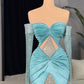 Girlhomeshops-Blue exquisite beaded short velvet long sleeve homecoming dress birthday party dress gh5428