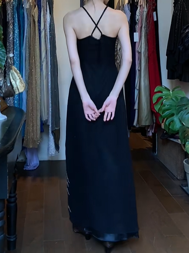 Black Halter Long Formal Gown Slim Fit Radiating Beaded Sequin Evening Dress gh9634