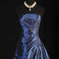 Marineblaues Vintage-Elegantes Ballkleid aus schulterfreiem, langem Satin-Ballkleid, Abendkleid, Partykleid, gh4246