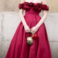 Pink Fashion Unique Rose Lace Neckline Long A-Line long Satin Prom Dress Evening Gown Party Dress gh3340
