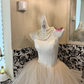 Ivory Minimalist Strapless Waist-Cinched Voluminous Skirt Long Romantic Dress, Wedding Gown gh7572