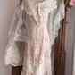 Dusty Pink Off Shoulder Floral Lace Vintage Mermaid Midi Prom Dress gh9305