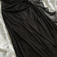 Robe de soirée longue en mousseline de soie noire brillante et élégante gh4232