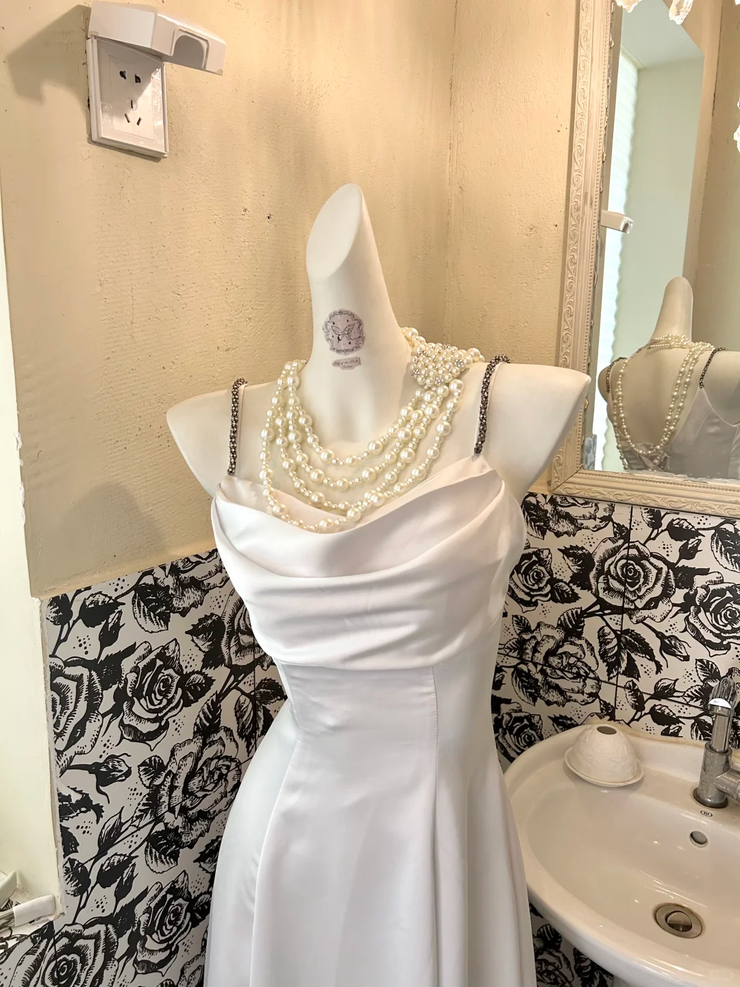 White Satin Spaghetti Straps, Waist-Cinched, Figure-Flattering Elegant Romantic Dress, Wedding Gown gh7770