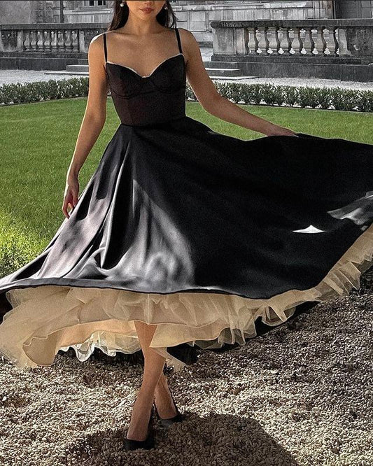 Robe de soirée longue en satin et tulle, robe de bal, robe de soirée ...
