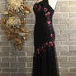 Black delicate floral beaded long tulle elegant ball gown evening dress formal birthday party dress dance dress gh3151