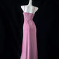 Robe de soirée longue en mousseline de soie rose, élégante et unique, à bretelles spaghetti, décolleté en cœur, à volants, longueur au sol, robe de bal, gh4075