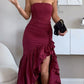 girlhomeshops-Blue/Wine Red/Yellow/Purple Long Chiffon Ruffle Prom Dress Graduation Dress gh5929
