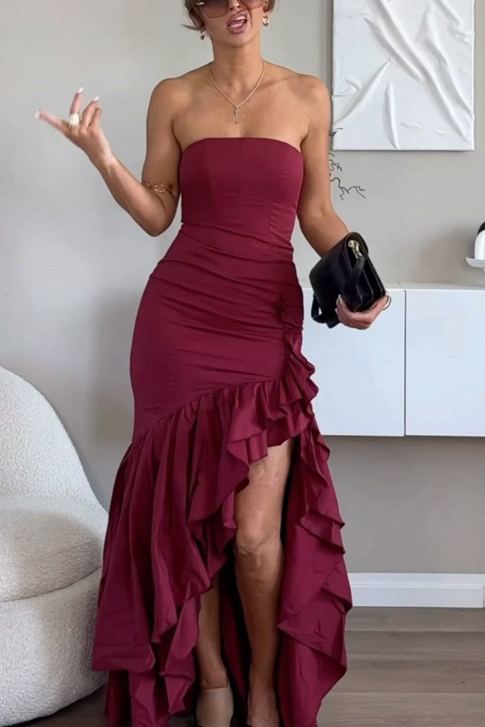 girlhomeshops-Blue/Wine Red/Yellow/Purple Long Chiffon Ruffle Prom Dress Graduation Dress gh5929