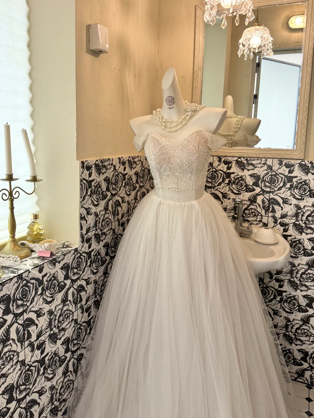 Ivory Off-the-Shoulder Exquisite Beaded Waist-Cinched Full Flared Skirt Long Romantic Dress, Wedding Gown gh7743