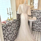Ivory Cinched Waist Figure-Flattering Bodycon Sexy Long Romantic Dress, Wedding Gown gh7773