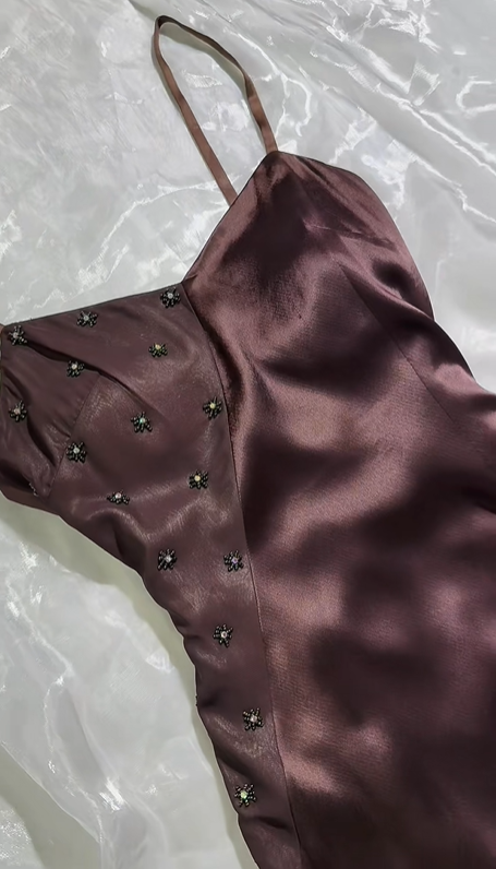 Sexy Vintage Brown Spaghetti Strap Fitted Waist Slim Prom & Evening Party Dress gh8536