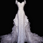 White Lace Elegant Vintage Floor Length Formal Prom Dress, Wedding Bridal Gown gh7185