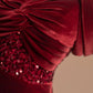 Robe de soirée élégante en velours bordeaux, longue, style sirène, coupe slim, avec perles, gh4877