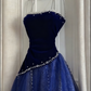 Sleeveless Burgundy Velvet & Tulle Gown | Luxury Elegant Pearl Trim Train Dress for Gala Ball gh6471