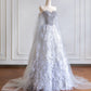 Girlhomeshops--Gray purple gorgeous feather tulle and diamond exquisite beading long tulle prom dress wedding dress gh5486