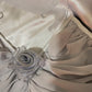 Grey blue floral long satin ball gown, evening gown, graduation gown gh4508
