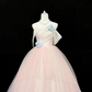 Blush Pink Strapless Simple Cinched Waist Voluminous Princess Skirt Long Romantic Dress, Wedding Gown gh7916