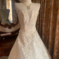 Ivory Strapless Printed Fitted Waist Voluminous Skirt Prom Gown, Birthday Dress, Bridal Wedding Gown gh7267