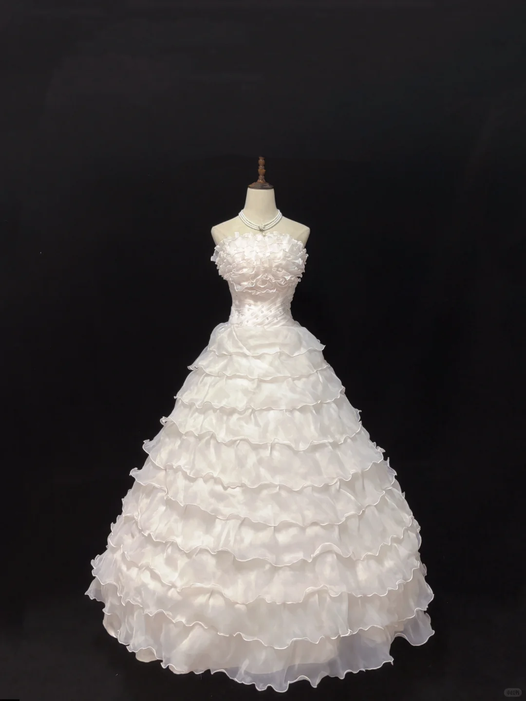 Blush Pink Strapless Dress With Lace Trim, Cinched Waist, Voluminous Tiered Skirt, Romantic Evening Dress & Wedding Gown gh8092