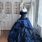 Dark Blue Strapless Fitted Waist Voluminous Tiered Cake Skirt Prom Gown & Evening Gown gh7348