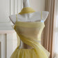 Robe de soirée longue fluide en mousseline de soie, style futuriste, jaune argenté, gh4404