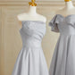 Silbergrau Elegante Mode Lange Satin Ballkleid Abendkleid Partykleid Brautjungfernkleider Ballkleid gh3997