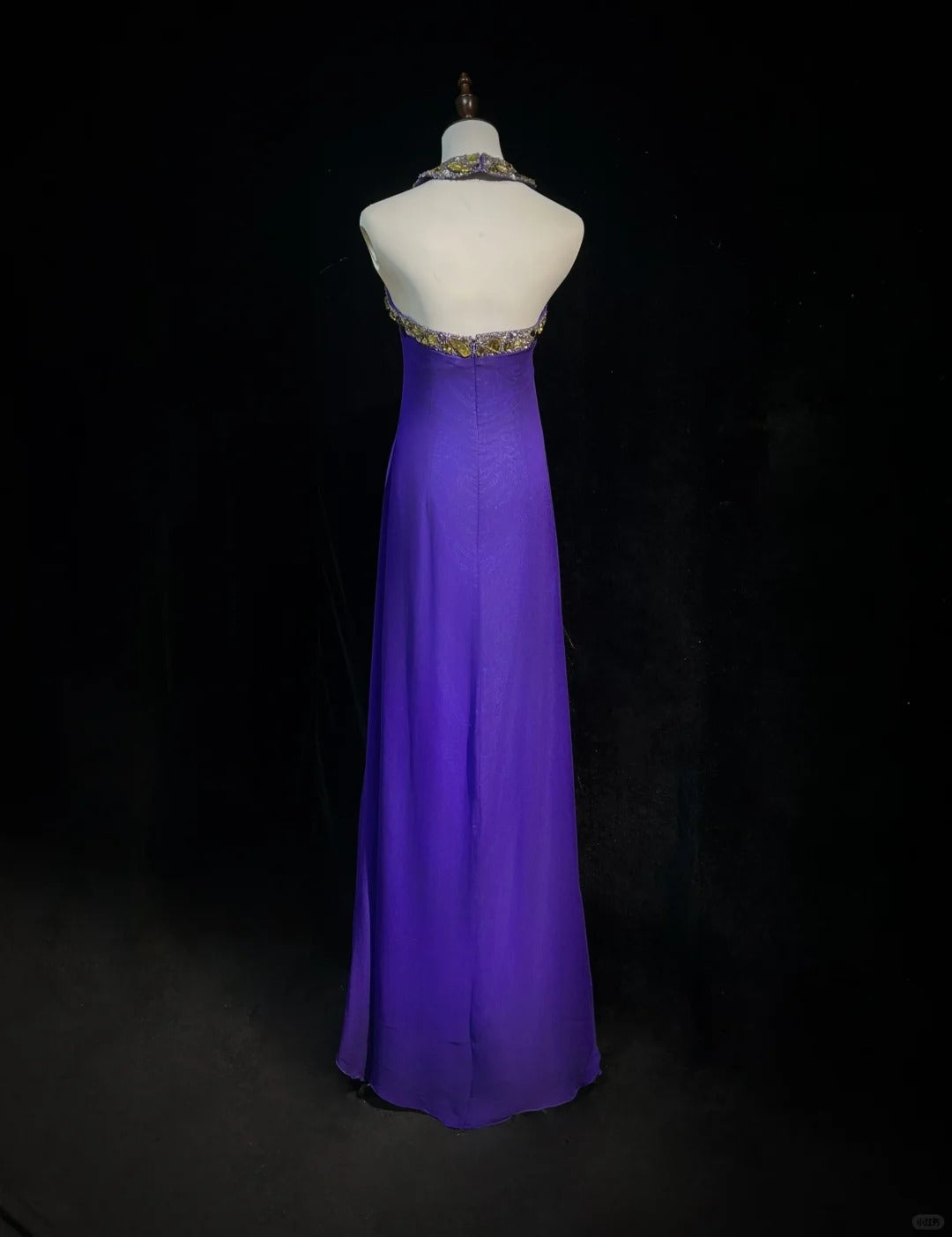 Lila Vintage-Mode Elegant Exquisite Edelstein Strass Perlen Lange Bodenlangen Tüll Ballkleid Abendkleid Partykleid Ballkleid gh3863