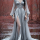 girlhomeshops-Long Sleeves Long Tulle Floor-Length Train Retro Elegant Ball Gown Evening Dress gh5943