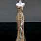 Girlhomeshops-Gold elegant sequins long mermaid tight prom dress evening dress party dress gh5125
