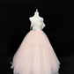 Blush Pink Strapless Simple Cinched Waist Voluminous Princess Skirt Long Romantic Dress, Wedding Gown gh7916