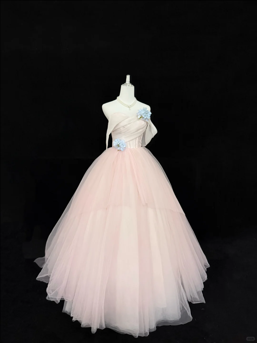 Blush Pink Strapless Simple Cinched Waist Voluminous Princess Skirt Long Romantic Dress, Wedding Gown gh7916