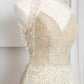 Robe de soirée longue en tulle, élégante et brillante, couleur champagne doré, gh4870