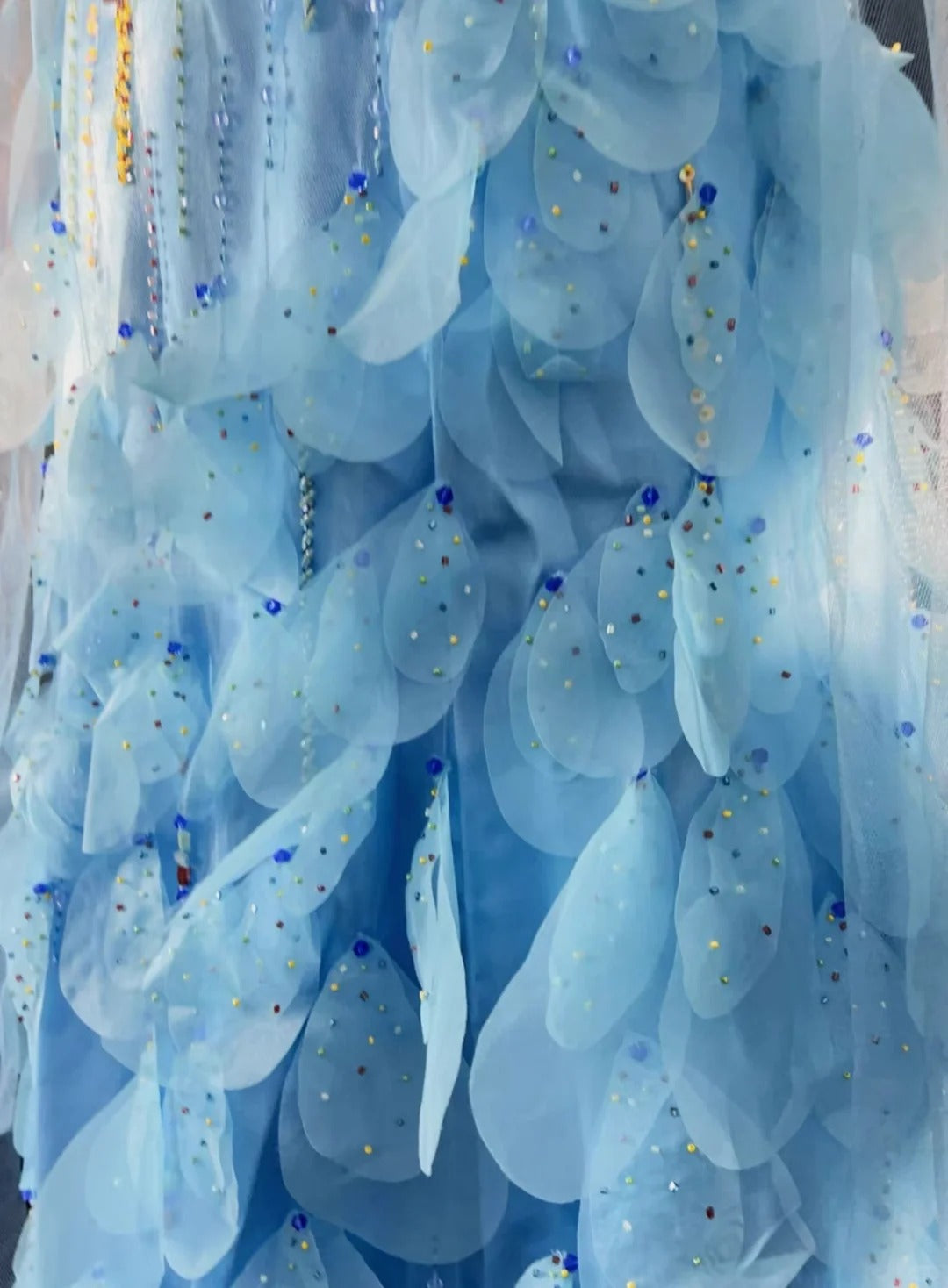 Robe de soirée sirène longue et élégante, bleu, brillante, élégante, en tulle perlé coloré, robe de bal, robe de soirée, robe de bal, légende de la mer bleue gh3850