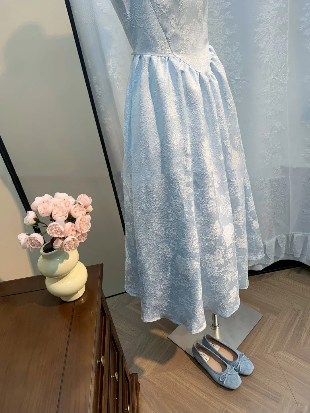 Hellblaues elegantes Heimkehrkleid für Mädchen, lang, Satin, Ballkleid, Abendkleid, Partykleid, Geburtstagskleid, Brautjungfernkleid, gh4544