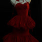 Dark Romantic Style Scarlet Rose Tiered Strapless Gown - Dinner & Gothic Theme Ball Dress gh6560
