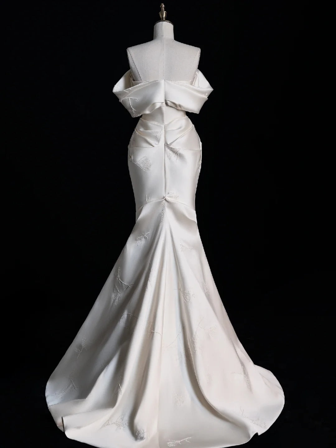 Elfenbein Elegantes Satin Langes Meerjungfrau Schlankes Bodenlanges Ballkleid Abendkleid Brautkleid gh4199