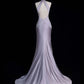 Purple Elegant Long Floor Length Satin Ball Gown Evening Dress Party Dress gh4293