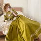 Olivgrünes, bodenlanges Spitzenkleid im viktorianischen Stil für Teepartys · Retro-Partykleid gh6737
